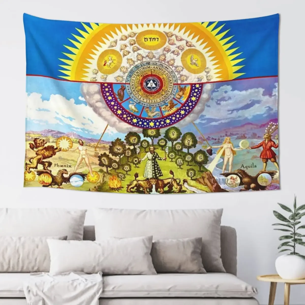 “Grand Rosicrucian Alchemical Formula” by J. Augustus Knapp (1922) Tapestry Decoration Home Room Decoration Accessories Tapestry