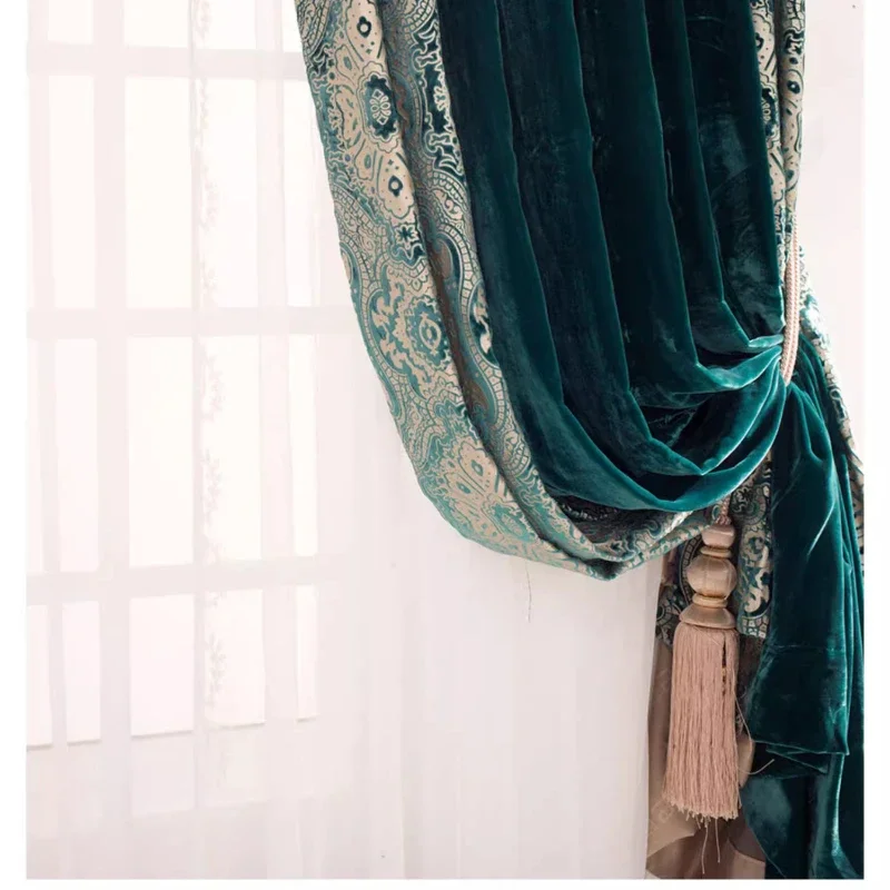 Dark Green High-end Modern Velvet French Baroque European Villa Light Luxury Curtains For Living Room Bedroom Dining Custom Size