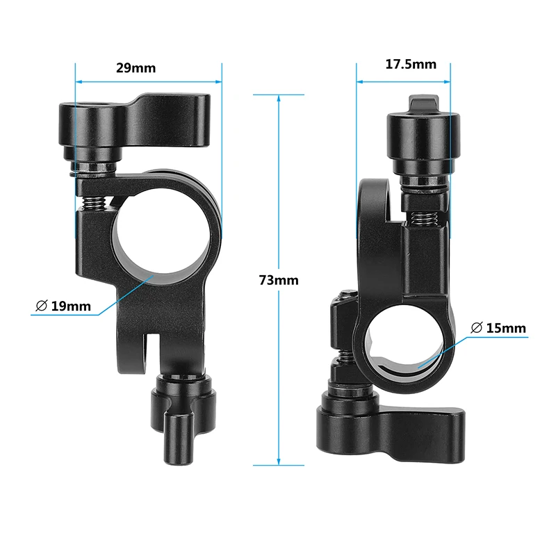 CAMVATE Standard 15mm To 19mm Rod Clamp Adapter Perpendicular Railblock For DSLR Camera Cage Rig,  Shoulder Mount Support Rig