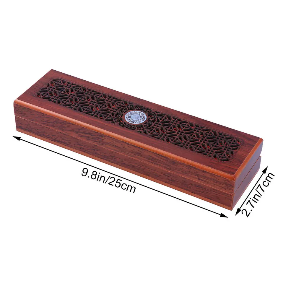 2Pcs Carving Wooden Necklace Box Decent Jewelry Storage Case Smooth Inner Hinged Lid Beautiful Dressing Table Decor