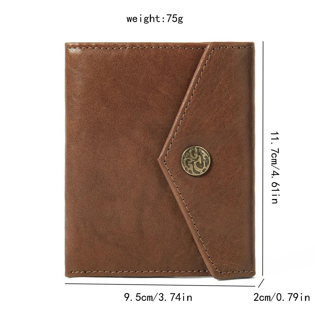 Wallet leather oil wax first layer cowhide vertical card bag short 30% wallet cross-border wholesale vegetable tanned cowhide