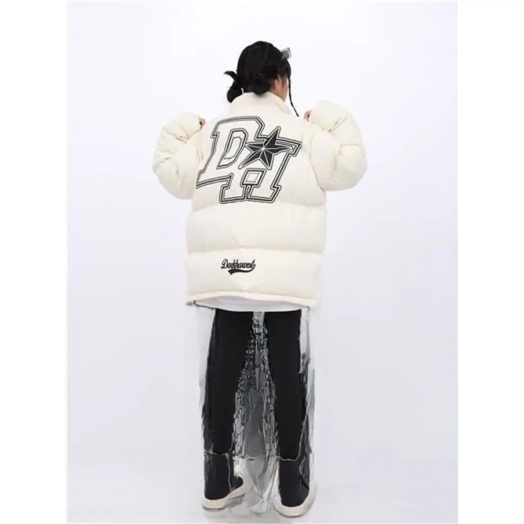 

Men Women Thickened Cotton Outwear Lettered Bread Style Trendy Autumn Winter Jacket for Couples Retro National Trend