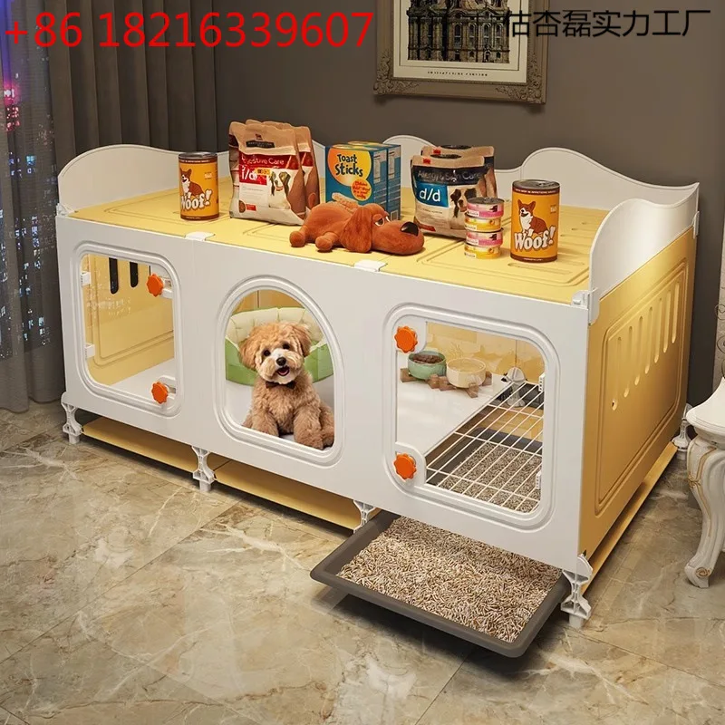 

Integrated kennel with toilet, one bedroom, one bathroom, one living room, puppy, dog villa household interior