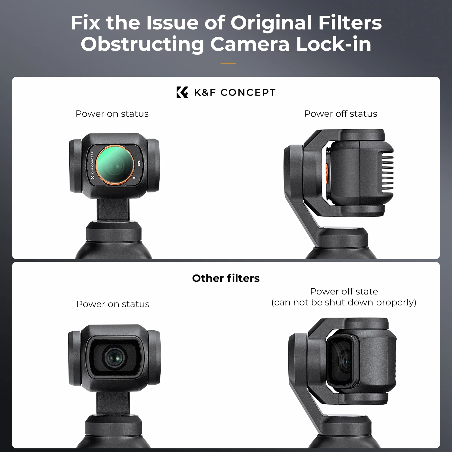 Filtr K&F Concept CPL do DJI Osmo Pocket 3 Magnetyczny okrągły polaryzator Filtr obiektywu Ultra HD z 28-warstwowymi powłokami