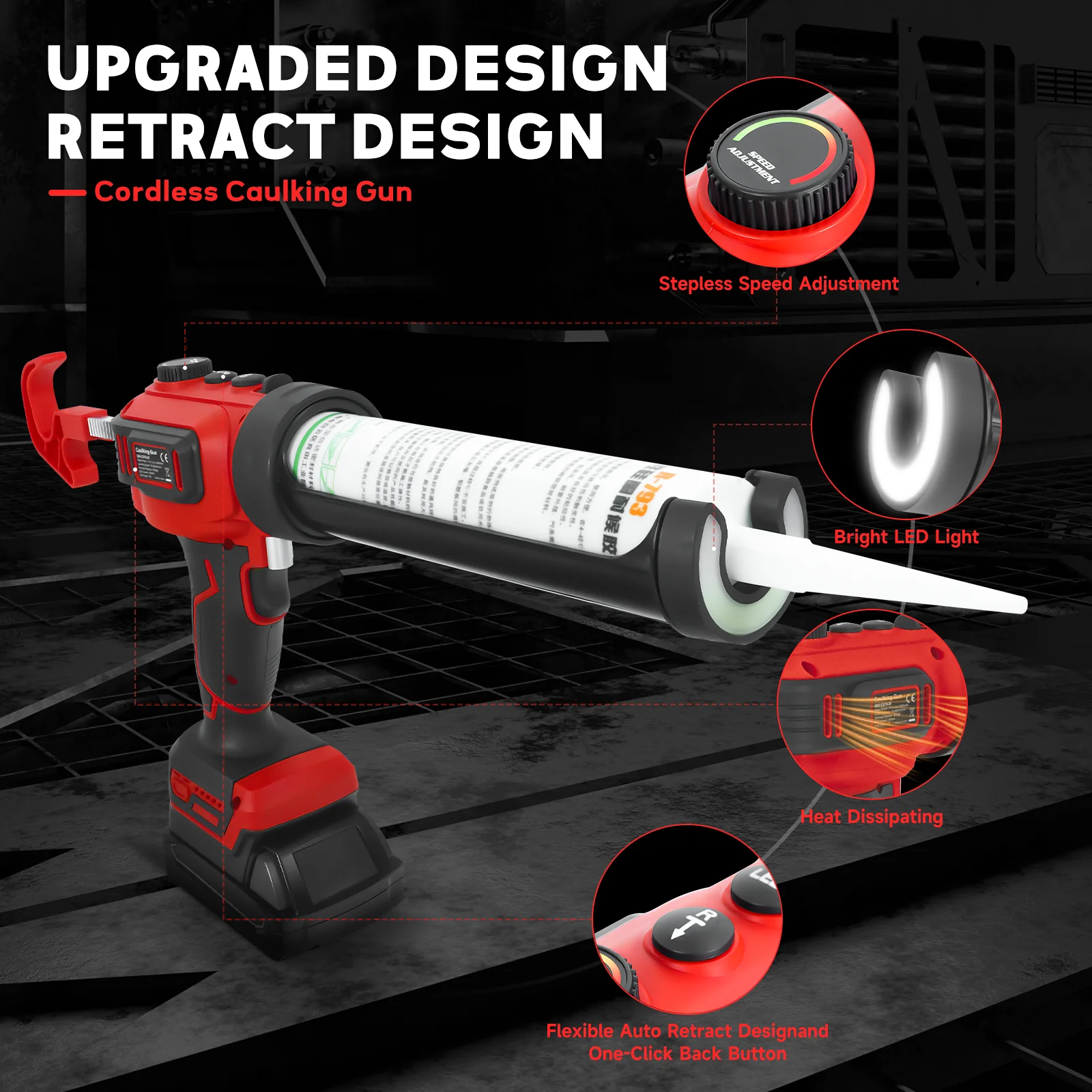 

Cordless Caulking Gun Variable Speed Electric Silicone Gun Glass Glue Sewing Filling Gun Sealant Tool For Milwaukee 18V Battery
