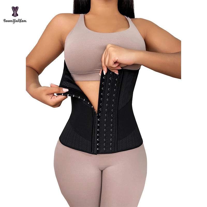 

Breathable Waist Trainer Body Shaper Plus Size Undewear 16 Buckles 30CM High Compression Belt Perforated Latex Corset For Women