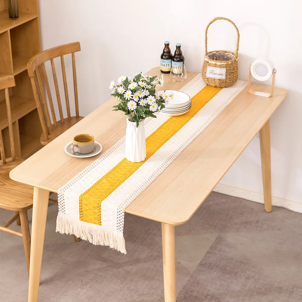 Cotton And Linen Table Runner For Wedding Decoration Festivals Easter Decoration 2024 Mariage chemin de table