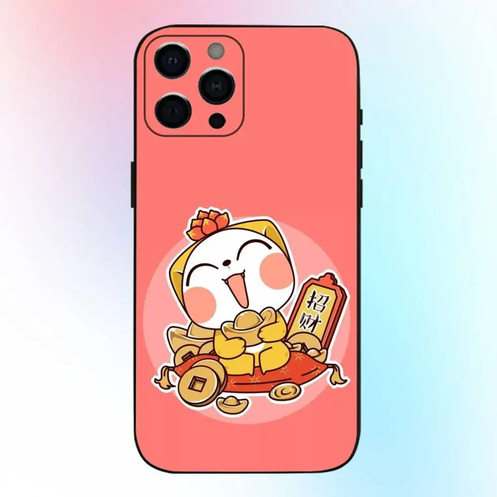 حافظة هاتف كارتونية لاكي كات لطيفة لهاتف آيفون 17،16،15،14،13،12،11 بلس، برو ماكس غطاء أسود ناعم #4