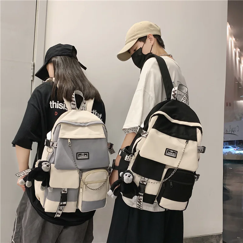 Korean Schoolbag Female Student School Backpack 2024 Fashion Boy Girl Backpack Laptop Bag Multifunctional Travel Back Book Bag