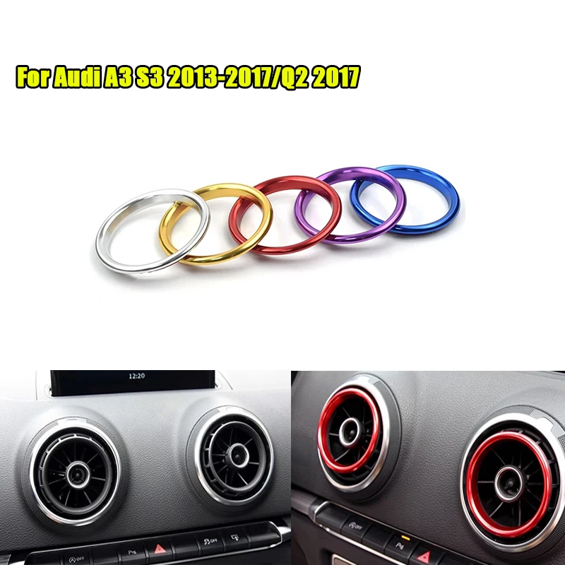 Air Condition Air Vent Outlet Ring Cover Trim Decoration sticker For AUDI A3 S3 2013-2017/Q2 2017 Accessories,car-styling 4pcs