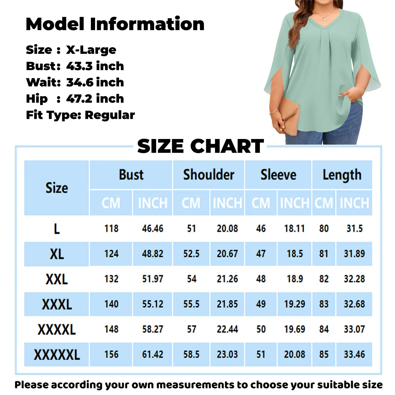 Plus size T-shirts women's fashion printed tops v-neck three-quarter sleeves t shirts spring autumn casual pullover tops