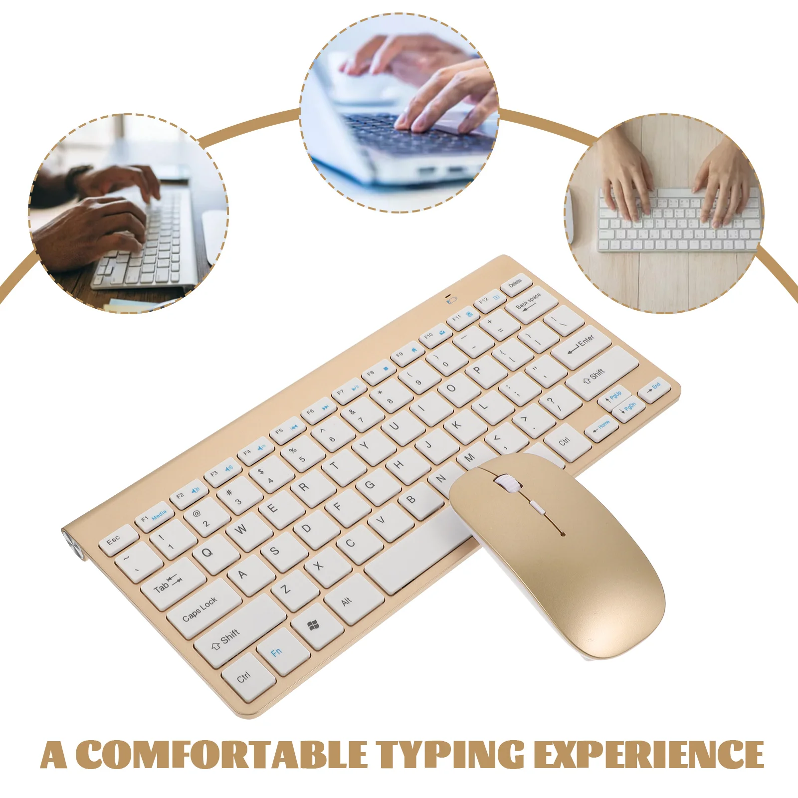 

1 set Wireless Keyboard Mouse Combo Compact -Saving Plug Play Business Travel Computer Accessory Quiet Keyboard Fast