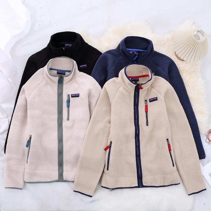 سترات صوفية خارجية للرجال والنساء من الصوف للدفء بياقة واقفة سميكة من الصوف الرياضي للخريف والشتاء معطف سترات