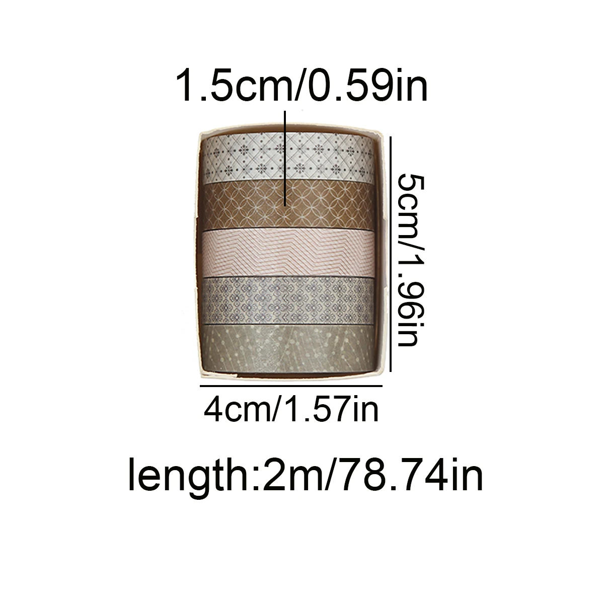 5 rolls of paper washi tape, minimalist aesthetic decorative tape, for DIY journals, planners, bullet notebooks,handmade gifts