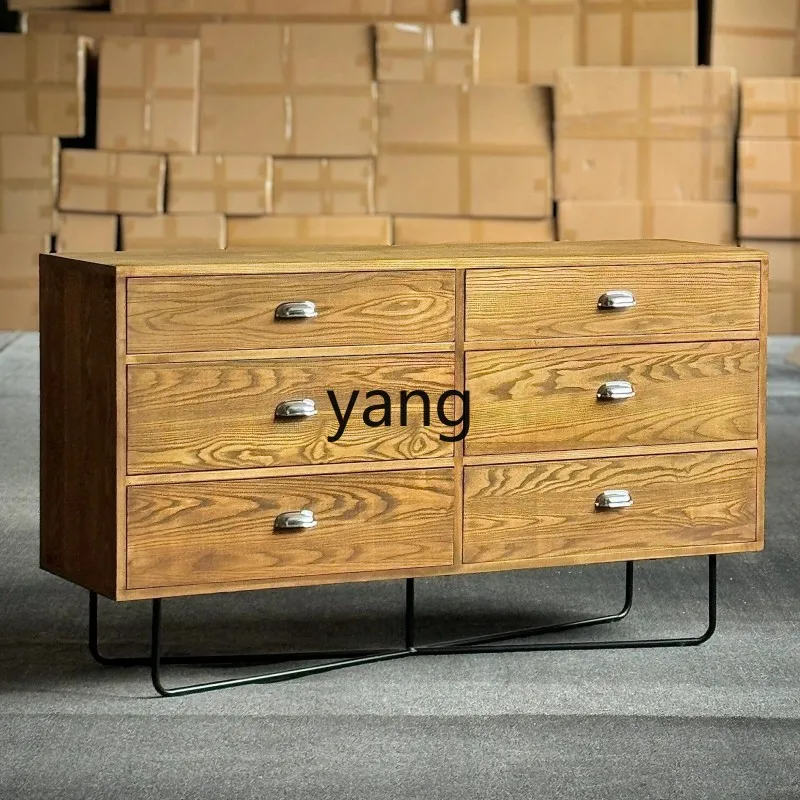 

Yhm antique retro solid wood six-chest cabinet storage drawer cabinet living room home