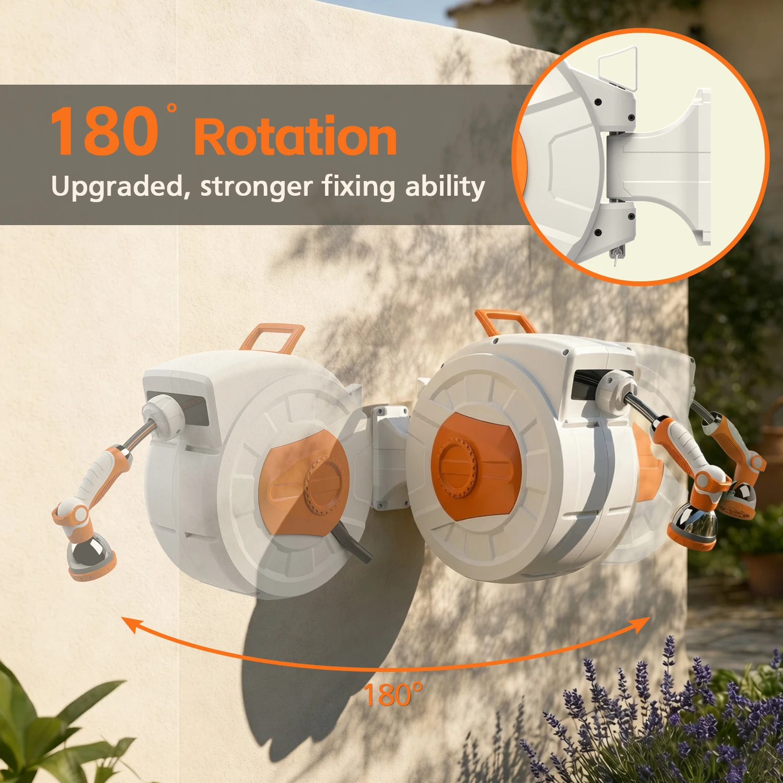 Custom Automatic Retractable Garden Hose Reel Wall Mounted Rewindable PVC Hose Spool For Lawn Watering Car Cleaning