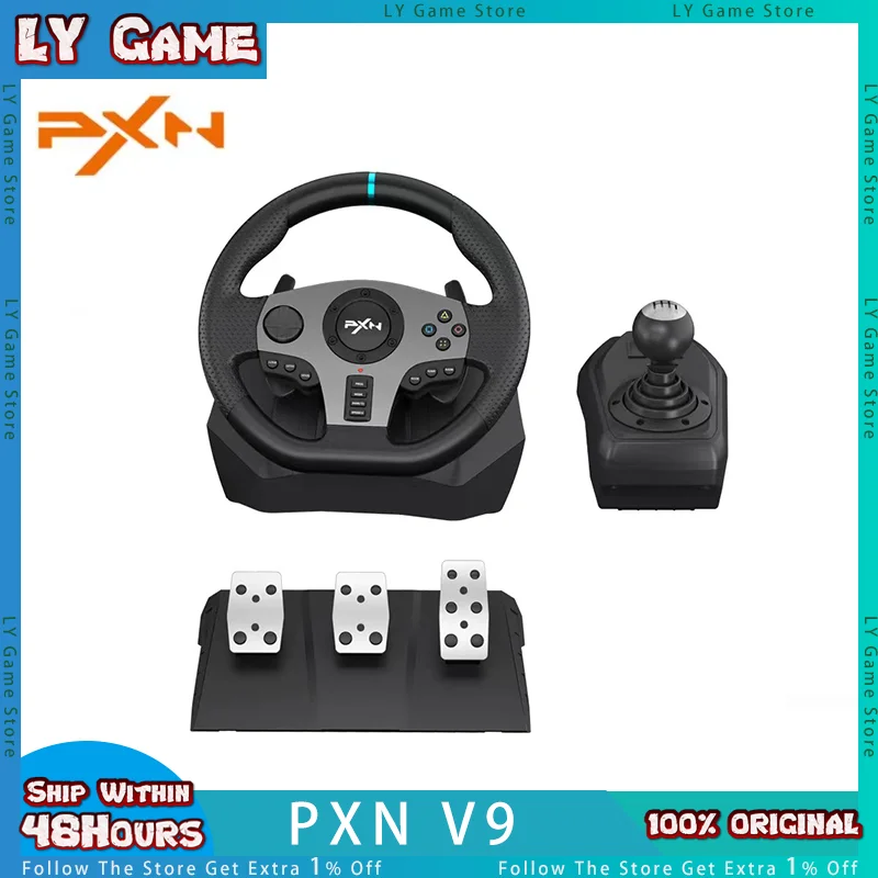 PXN V9 Game Racing Wheel Gaming Racing Wheel Simracing For PS4/PS3/Xbox One/PC Windows/NS/Xbox Series S/X 270°/900° Custom