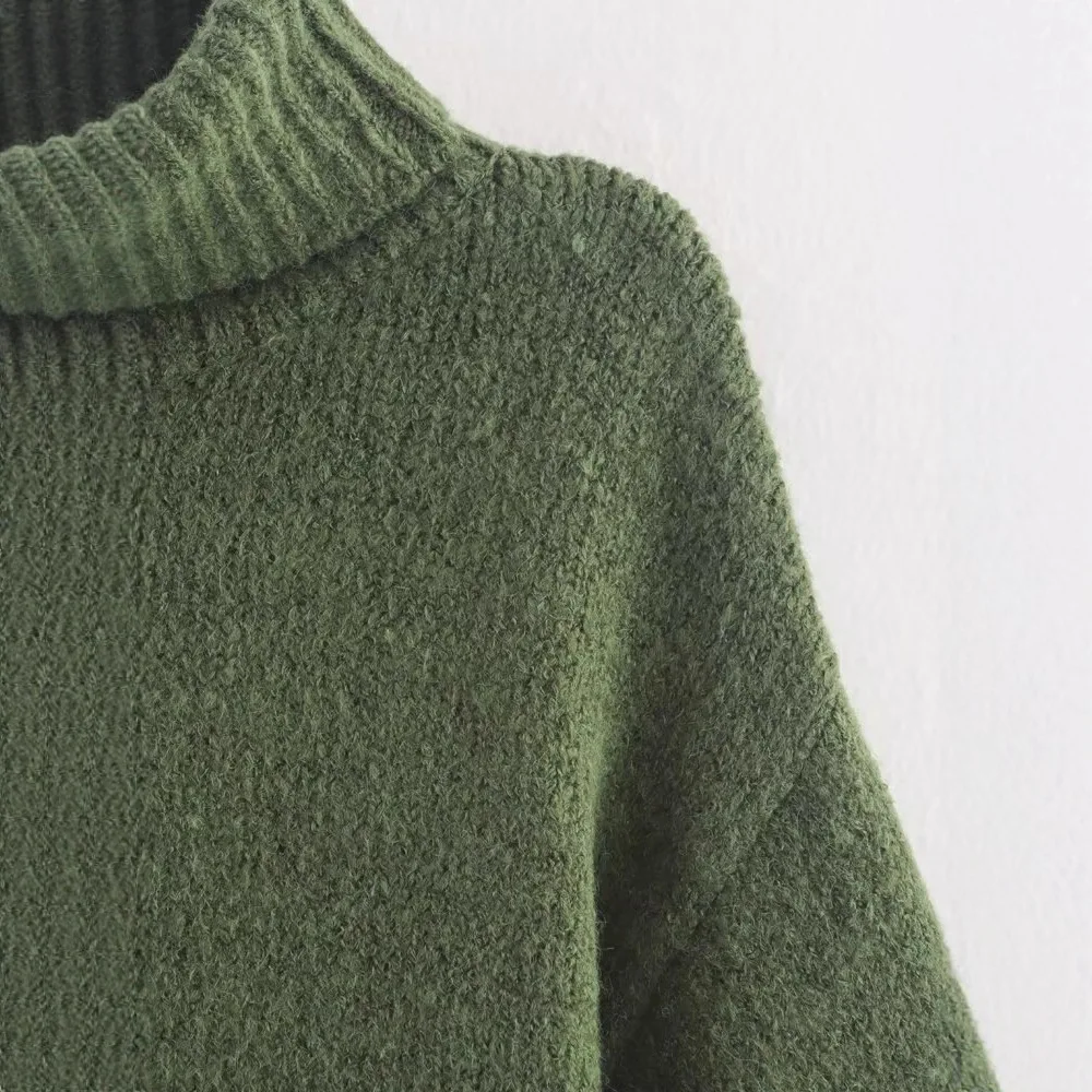 Comfortable Knitted High Collar Long Sleeve Short Sweater Fashionable Versatile Solid Color Autumn New Arrival Women's Wear