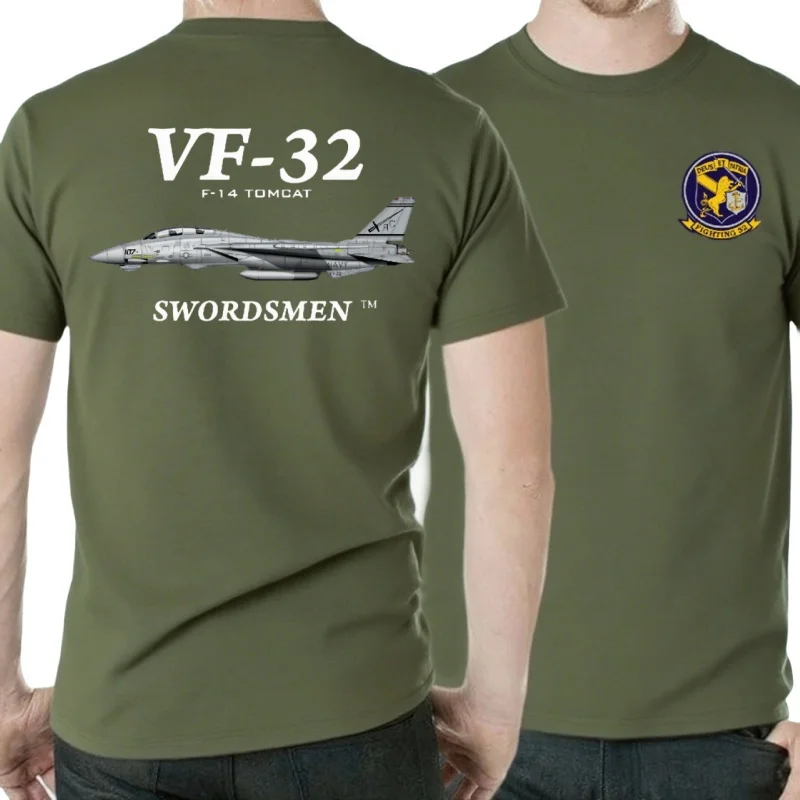 Naval VF-32 Swordsmen Squadron F-14 Tomcat Fighter T-Shirt Short Sleeve Casual 100% Cotton O-Neck Summer Mens T-shirt