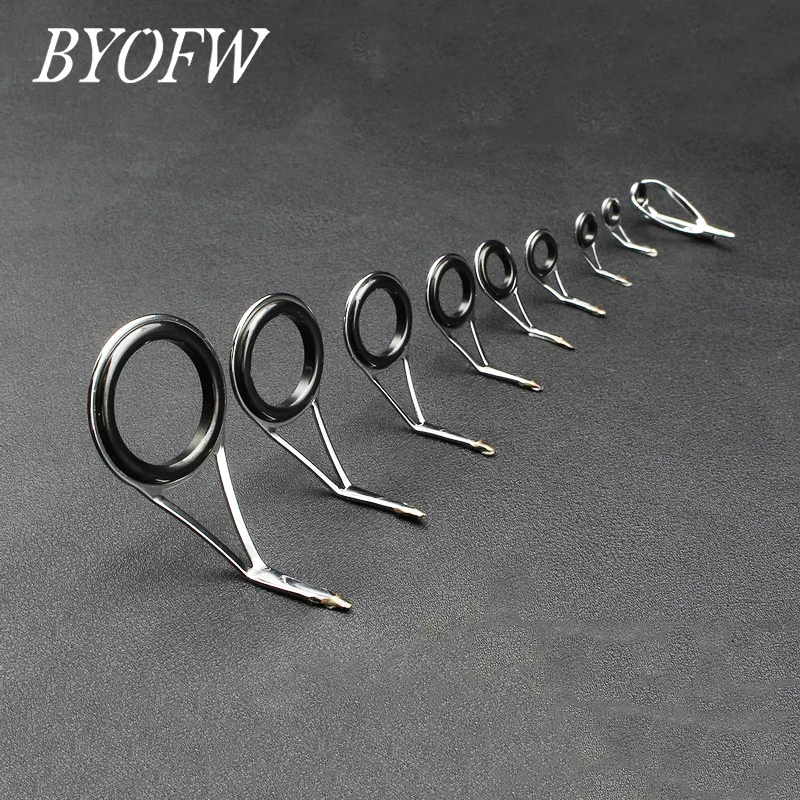 

BYOFW 9 PCS Stainless Steel Ceramics Ring Fishing Rod Guide Telescopic Frame Spin Pole Eye Line Ring Pole Building Replacement