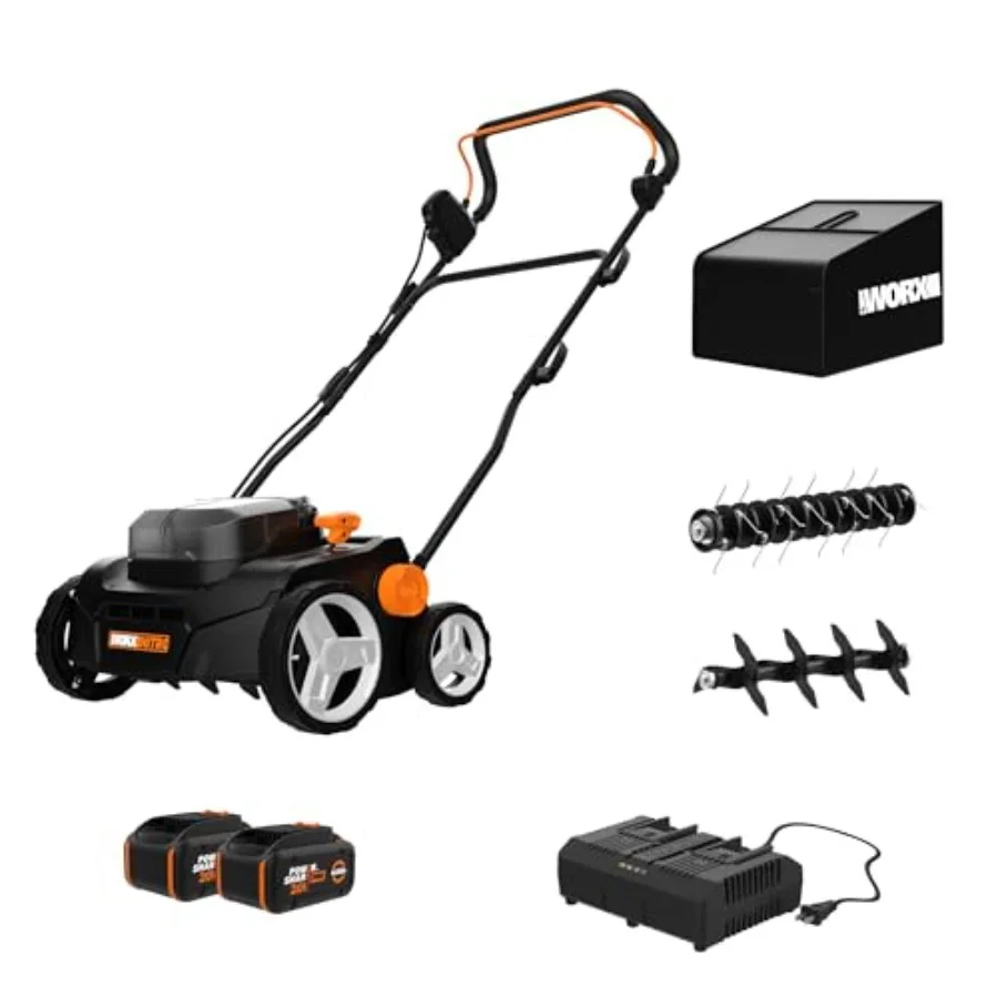 

40V Cordless Lawn Dethatcher 2 in 1 Dethatcher and Scarifier with Brushless Motor Electric Dethatcher Removes Deep Thatch and I