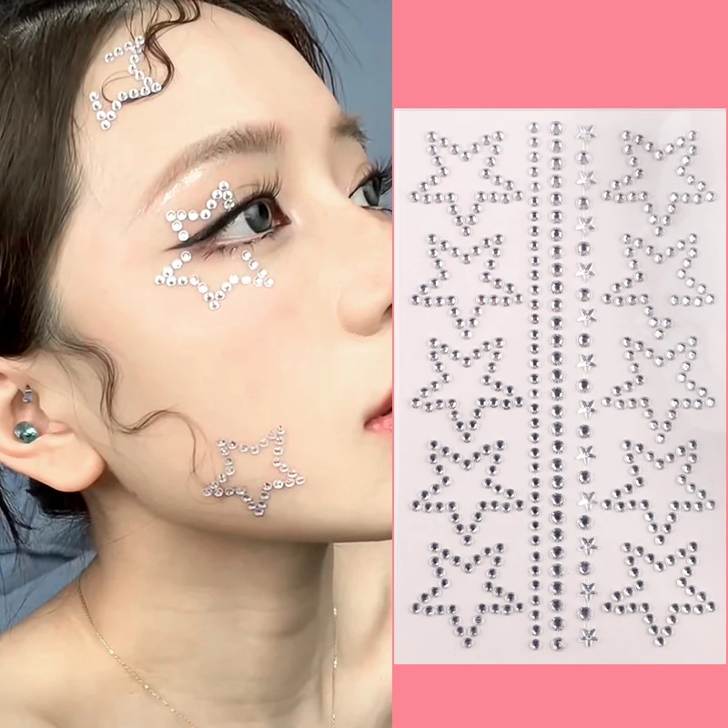 3D Face Jewelry Crystal Diamond Tattoo Stickers DIY Women Eyes Face Body Art Decorations Nail Diamond Makeup Art Stage