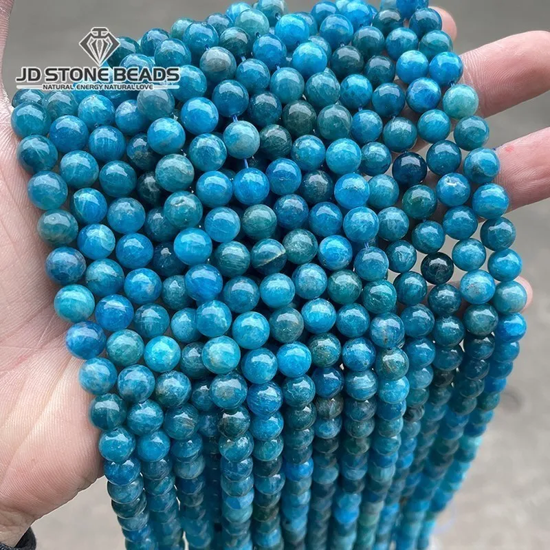 

3A Quality Natural Blue Apatite Beads Round Loose Spacer Bead for Jewelry Making DIY Charm Bracelet Accessroy 6 8 10mm 15" Inch