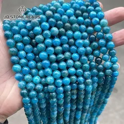 3A Quality Natural Blue Apatite Beads Round Loose Spacer Bead for Jewelry Making DIY Charm Bracelet Accessroy 6 8 10mm 15