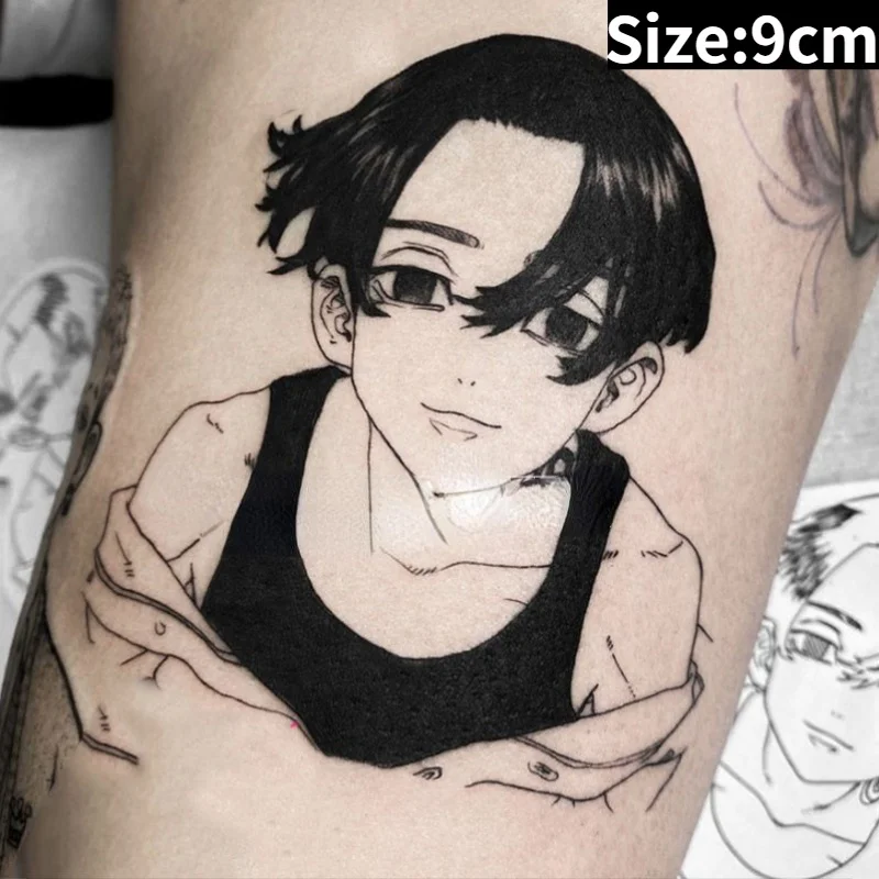 

Anime Tokyo Revengers Temporaty Tattoos Cartoon Mikey Black Waterproof Fake Tatto for Body Arm Women Men Waist Tatoo Sticker