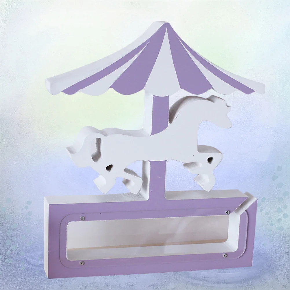 

Rotating Carousel Piggy Bank Purple Mdf Coin Saving Pot For Durable Smooth Surface Easy Clean Creative Gift