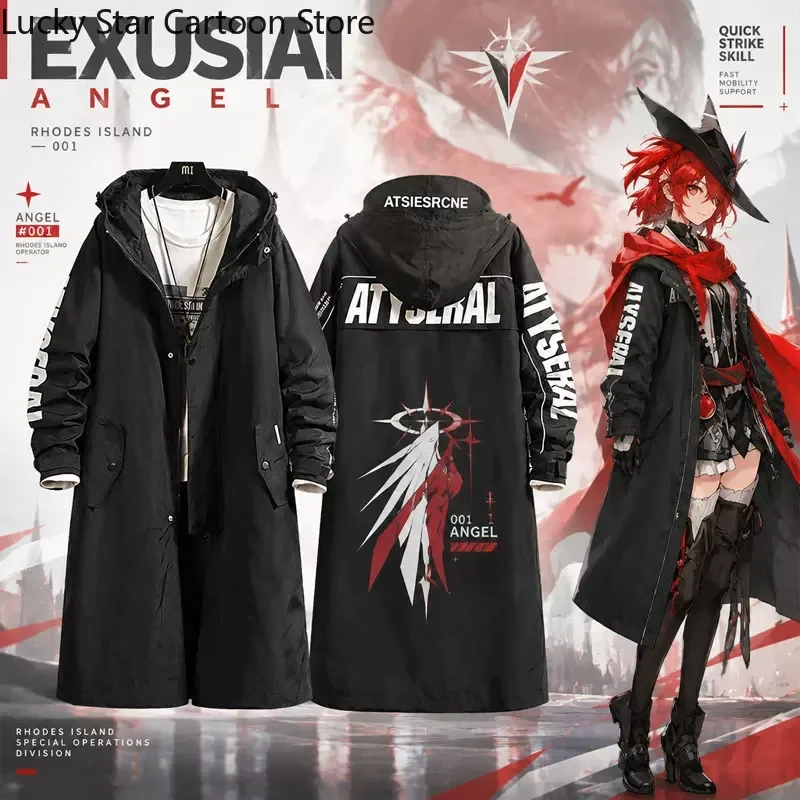 Game Arknights Exusiai Cosplay Long Trench Coat Jacket Fashion Casual Cool Unisex Windbreaker Halloween Clothing Gift Role Play