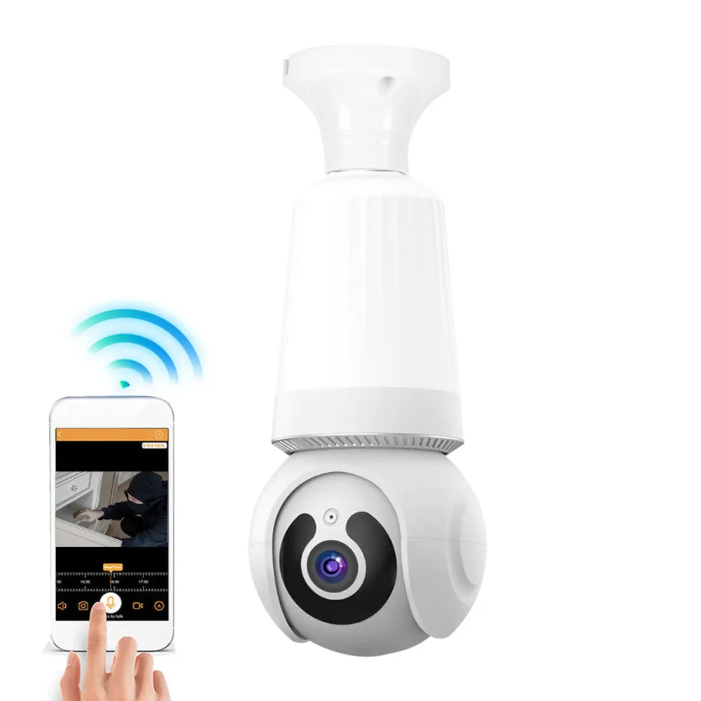 

V380 Pro Light Bulb Security Camera Light Socket WIFI Camera Motion Detection Siren Alert Night Vision Compatible For E27 Socket