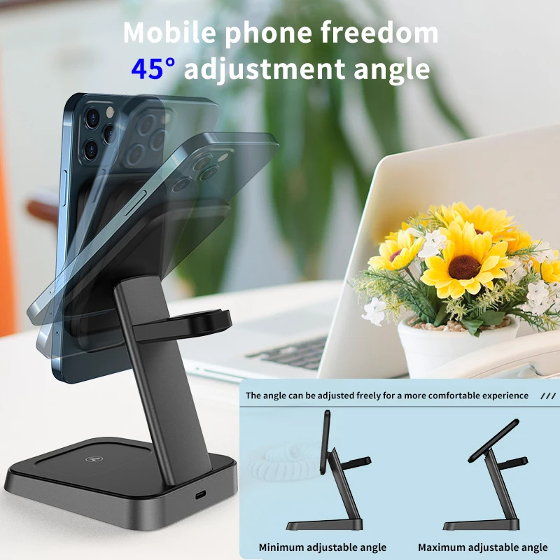 Pengisi Daya Nirkabel 2023 Universal Portabel Cepat untuk Ponsel Logo Kustom Universal Pengisi Daya Nirkabel 3 in 1