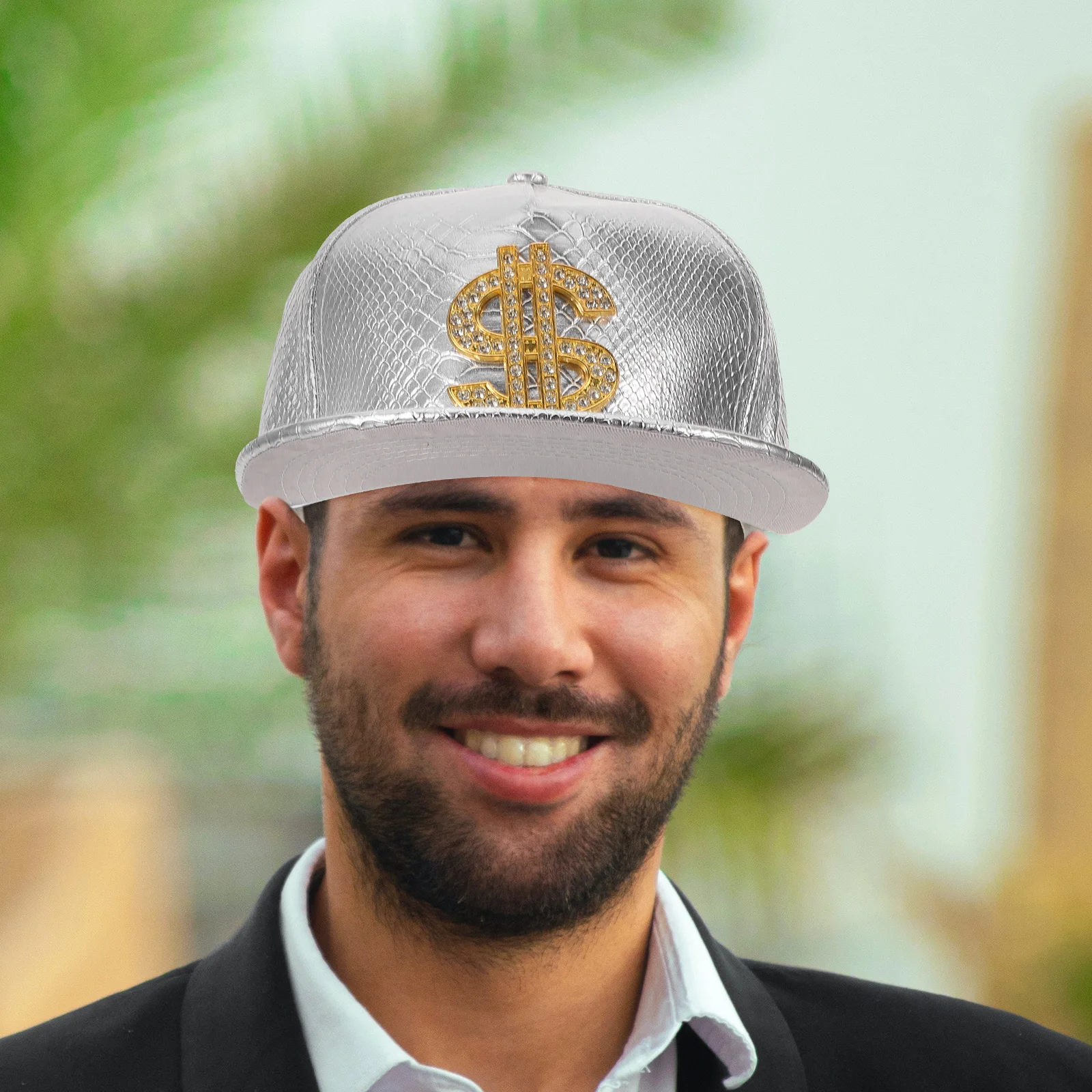 

Sign Hat Silver Color Flat Brimmed Baseball Cap for Women Summer Outdoor Sun Protection Stylish Rhinestone