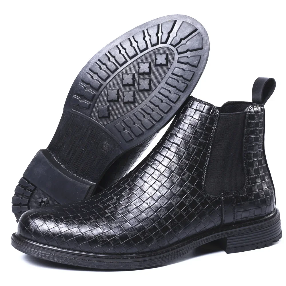 Luxury Chelsea Buckle Leather Men Boots Crocodile Pattern Ankle Boots Men Shoes Solid Boots Men Spring/Autumn Drop Shipping 2024