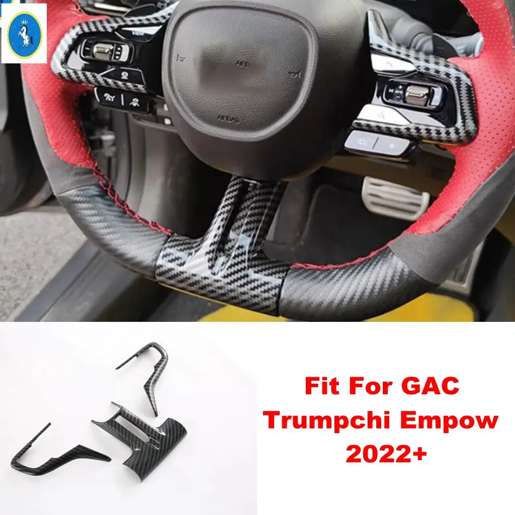 Carbon Fiber Look / Red Car Steering Wheel Bottom Frame Cover Trim Decor Accessories Cover Trim For GAC Trumpchi Empow 2022 2023