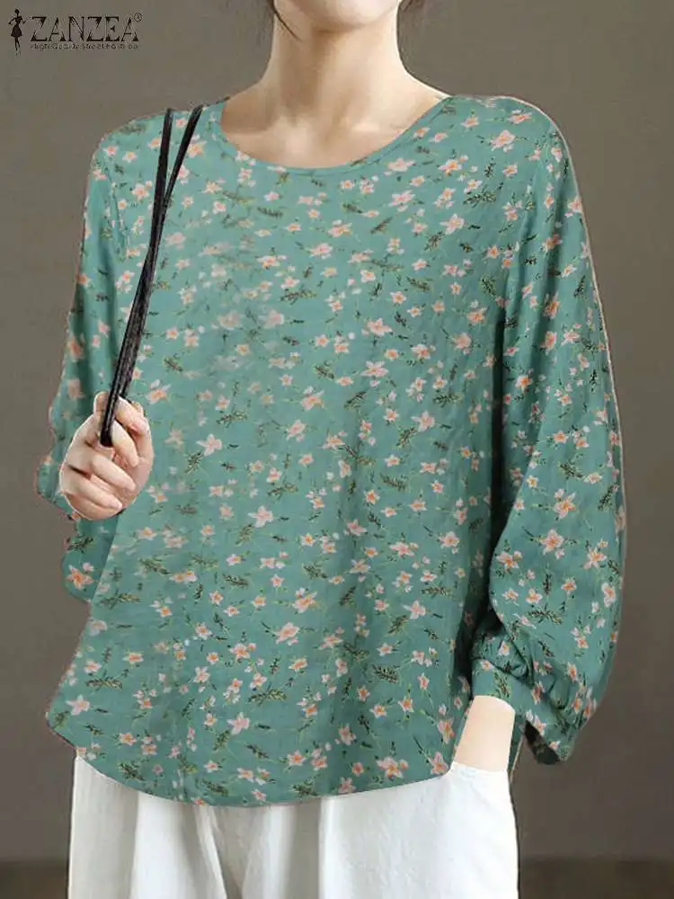 ZANZEA Bohemian Floral Printed Blouse Female Casual Holiday Tops Woman Long Sleeve O Neck Shirt Elegant Party Loose Chemise 2024