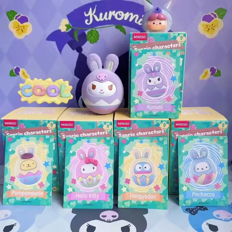 새로운 토끼 재미 계란 시리즈 블라인드 박스 Kuromi Kitty Pochacco Hangyodon 패션 디스플레이 선물 완구