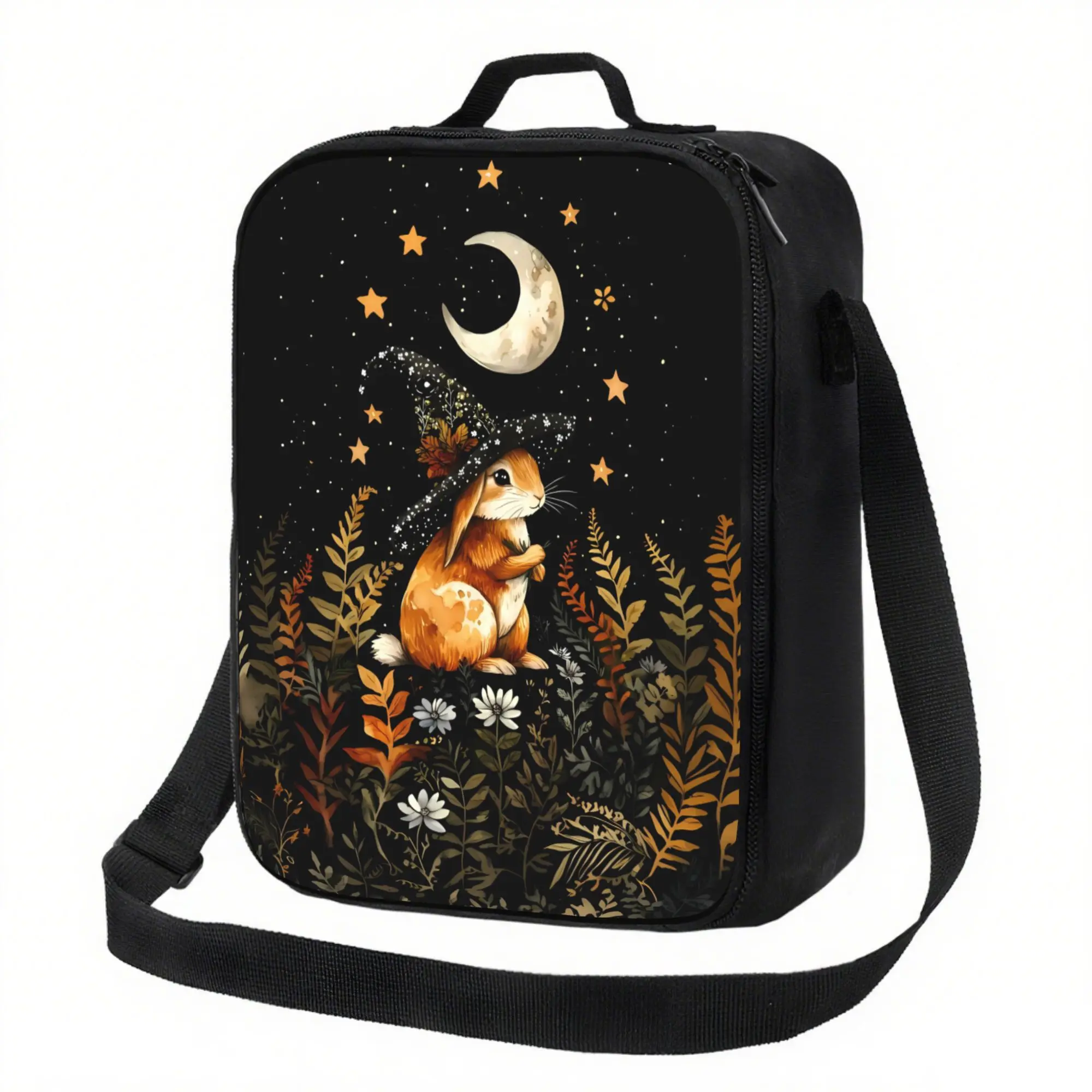 Rabbit Pattern Non-Food Contact Bag - Durable Polyester, Hand Washable, Square Design with Whimsical Rabbit