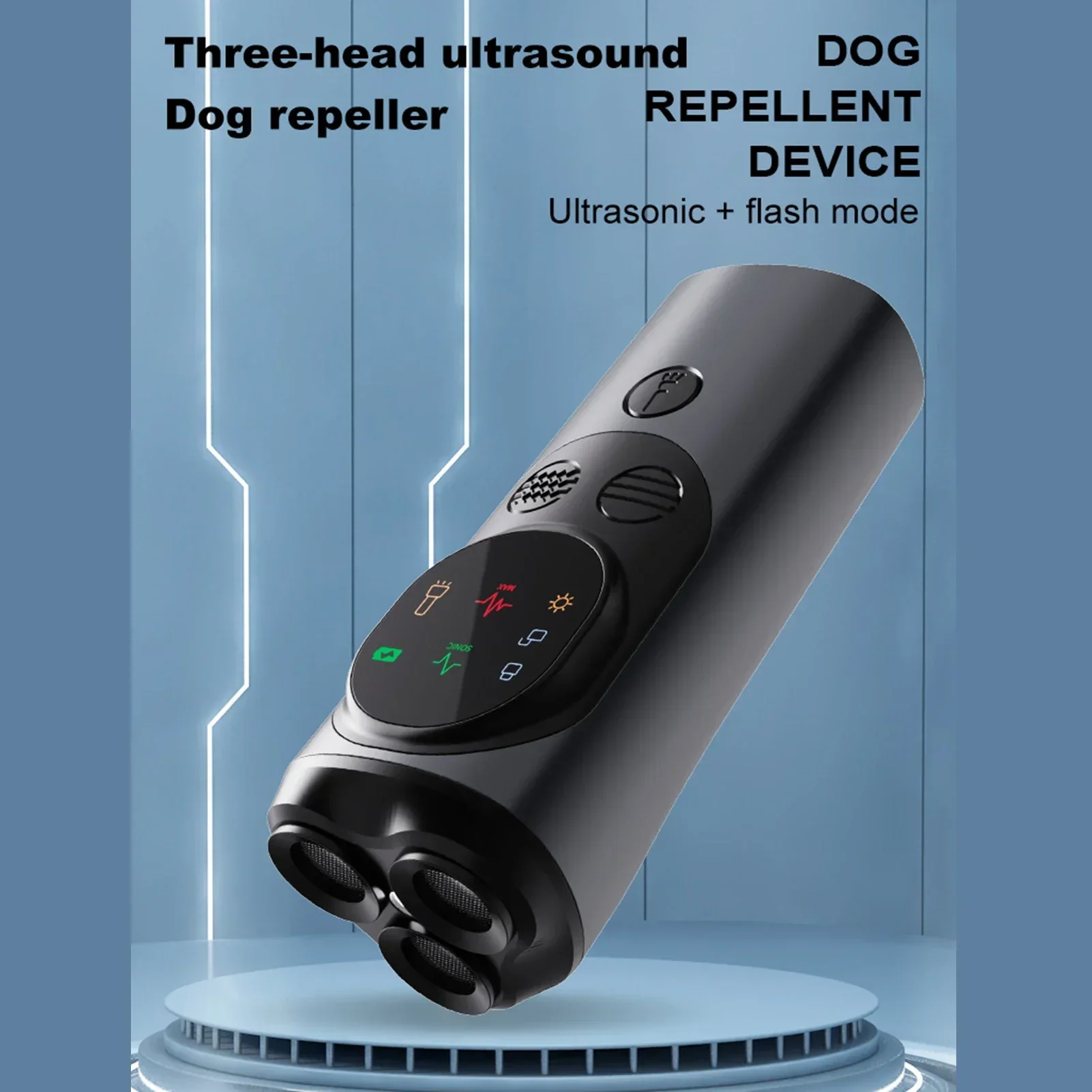 

3-Heads Anti-Barking Dog Barking Deterrent Devices for Outdoors, Portable Smart Ultrasonic Dog Bark Control Devices Flashlight