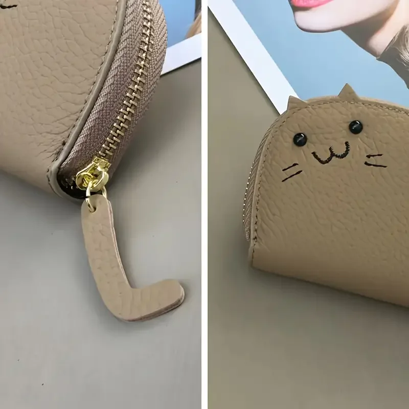 Cartoon Cat shaped design Wallet Women\'s Multi-card slots Holder Cute Fashion Faux Leather Coin Purse Creative ID Card Holder