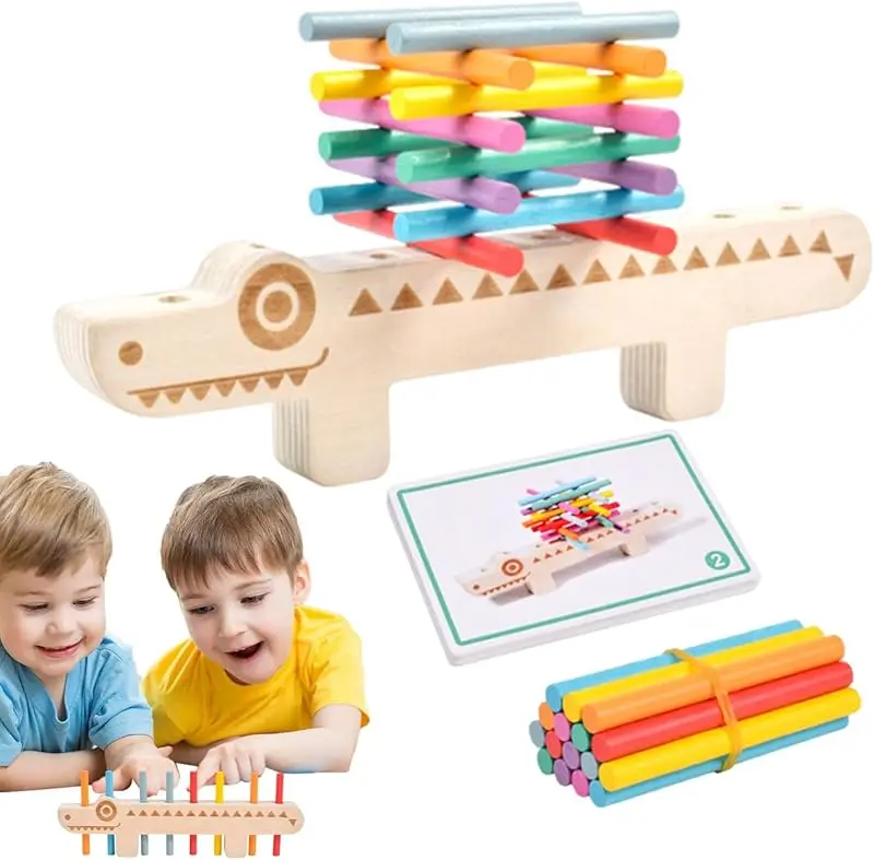 Jeu de société en bois Montessori pour enfants, crocodile, document, anciers assressenti, cadeau d'apprentissage, jouets pour garçons et filles