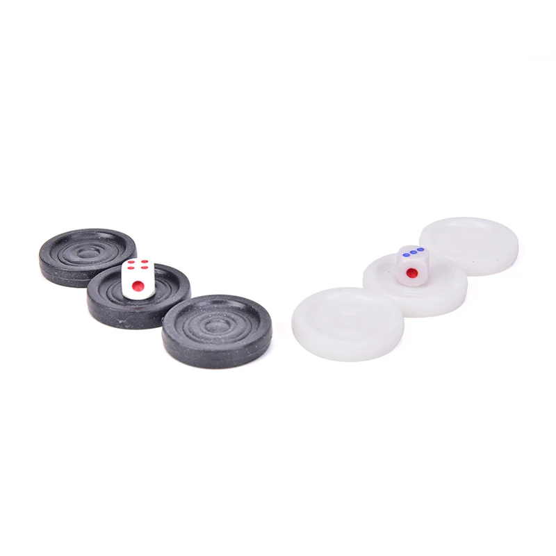 Piezas de ajedrez de plástico para adultos y niños, accesorios de juego de mesa de fiesta en casa, Backgammon, blanco y negro, 2 dados, 30 piezas