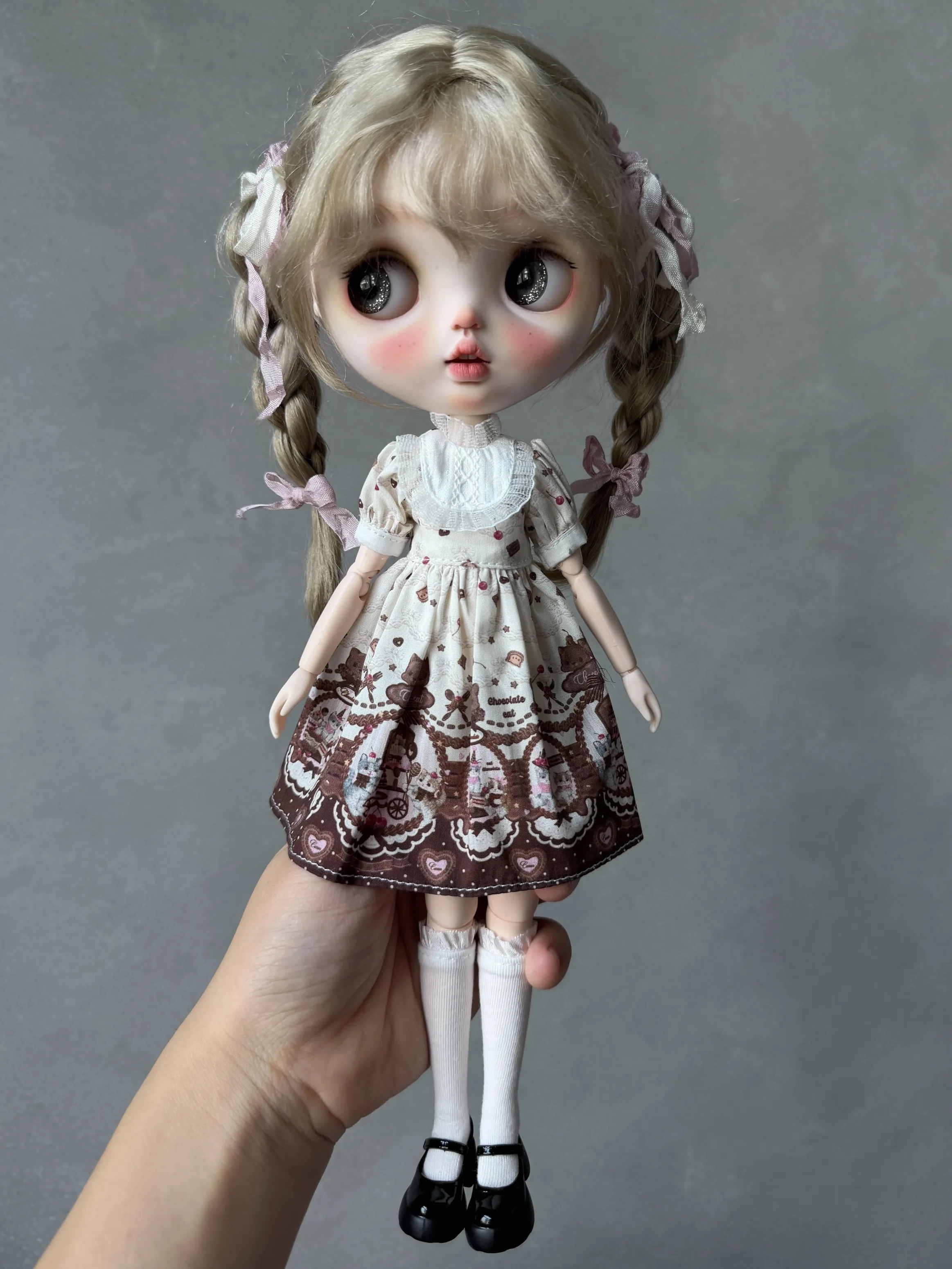 

ICY DBS Blyth Doll Clothe Accessories Cute Lolita Kitten Chocolate Dress For 19 Joints OB24 Azone Blyth Doll Daily DIY Dress Up