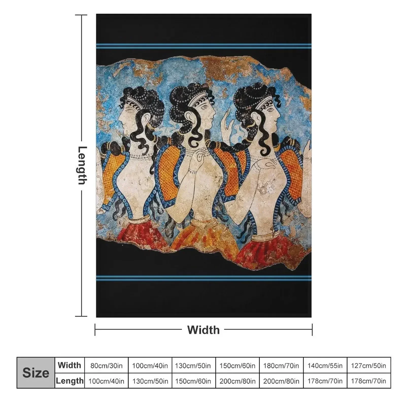 GREEK : Ancient Greece Ladies of the Court Fresco Frieze Print Throw Blanket Bed covers Sofa Quilt Soft Big Thin Kid'S Blankets