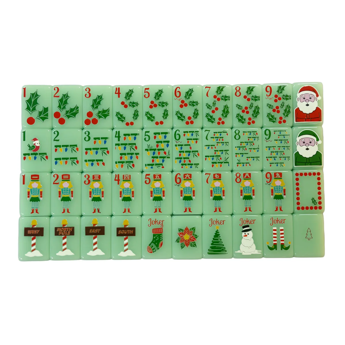 American Mahjong Set Premium Acrylic Tiles Exquisite Christmas Pattern Household Board Game Kit for Holiday Gift Giving