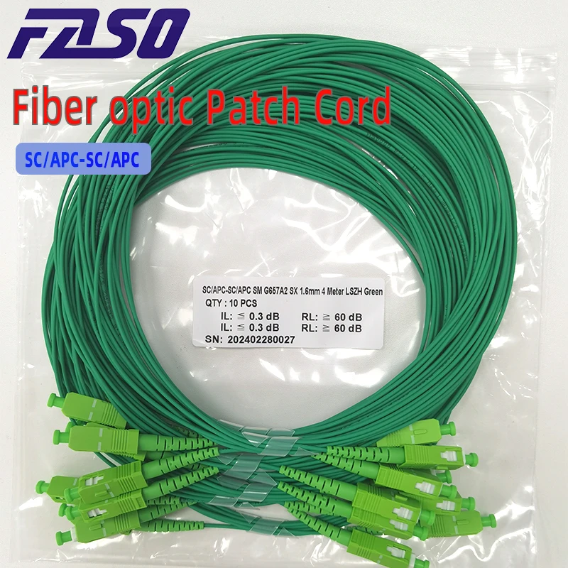 FASO50/100pcs Optical Fiber Garter SC/APC-SC/APC 1.6mm G657A2 Indoor FTTH Optical Fiber Cable 3.5M/4M/4.5M Fibre Optique Materie