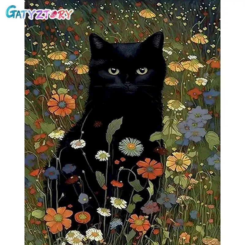 

GATYZTORY Acrylic Diy Painting By Numbers Kits Black Cat Animals Acrylic Paint On Canvas Drawing Coloring By Numbers For Diy Gif