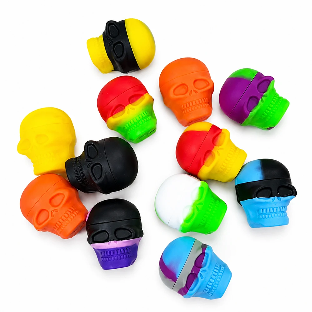 5/10/50Pcs Skull Style Silicone Jar 3ML Non Stick Contain Oil Wax Jars Storage Box Smoking Accessories For Smoke For Herb Gift