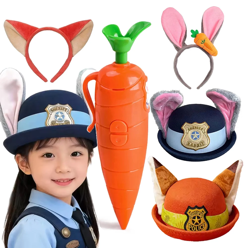 

Children Cartoon Rabbit Sheriff Cap Stylish Role Play Headgear Perfect For Theme Party Performance And Photo Taking